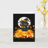 黒猫ハロウィンカボチャ猫 カード (黄色い花)