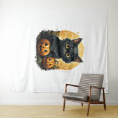 黒猫ハロウィンカボチャ – Cat タペストリー (インサイチュ(横))