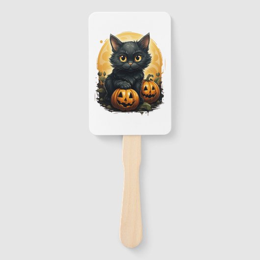 黒猫ハロウィンカボチャ – Cat ハンドファン (正面)