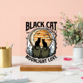黒猫ハロウィンシャツビンテージムーン墓場 A アクリルサイン (ウェディング)