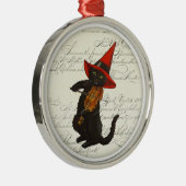 黒猫ハロウィンセラミックオーナメント メタルオーナメント (右)