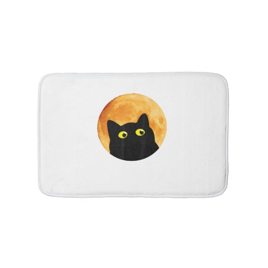 黒猫ハロウィンデザインおもしろい猫ハロウィン バスマット (正面)