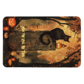 黒猫ハロウィンハロウィングリーティングカード マグネット (横)