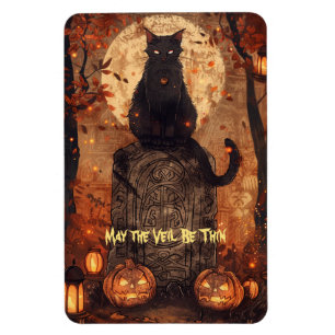 黒猫ハロウィンハロウィングリーティングカード マグネット