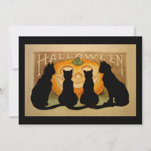 黒猫ハロウィンパーティーの招待状 招待状 (正面)