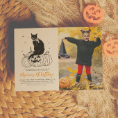 黒猫ハロウィン不気味パンプキンフォト誕生日 招待状