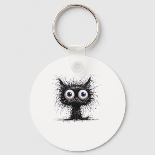 黒猫ハロウィン仮装パーティーおもしろい怖い猫 キーホルダー (正面)