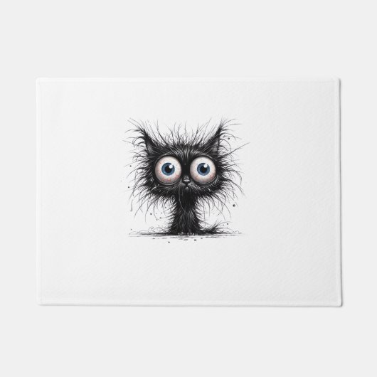 黒猫ハロウィン仮装パーティーおもしろい怖い猫 ドアマット (正面)