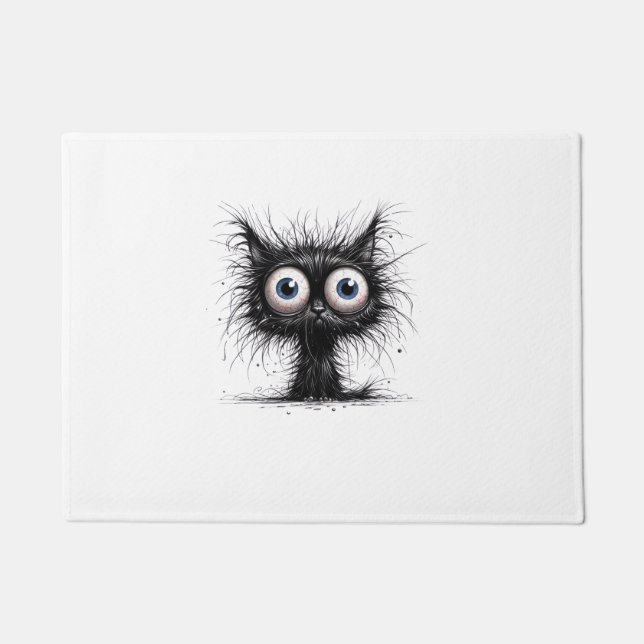 黒猫ハロウィン仮装パーティーおもしろい怖い猫 ドアマット (正面)