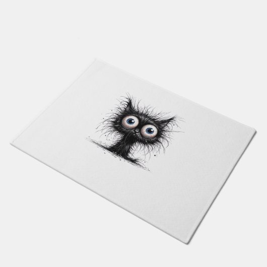 黒猫ハロウィン仮装パーティーおもしろい怖い猫 ドアマット (アングル)