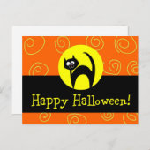 黒猫ハロウィン葉書 ポストカード (正面/裏面)
