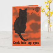 黒猫ハロウィン カード (黄色い花)