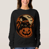 黒猫ハロウィン スウェットシャツ (正面)