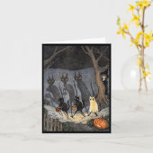 黒猫ハロウィン メンズ レディース カード (黄色い花)