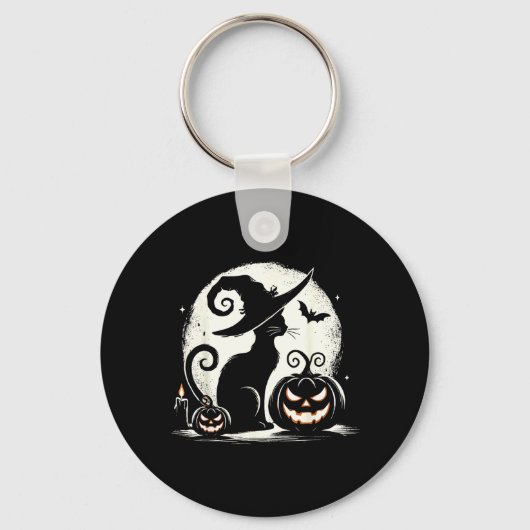黒猫ハロウィン 猫好き キーホルダー (正面)