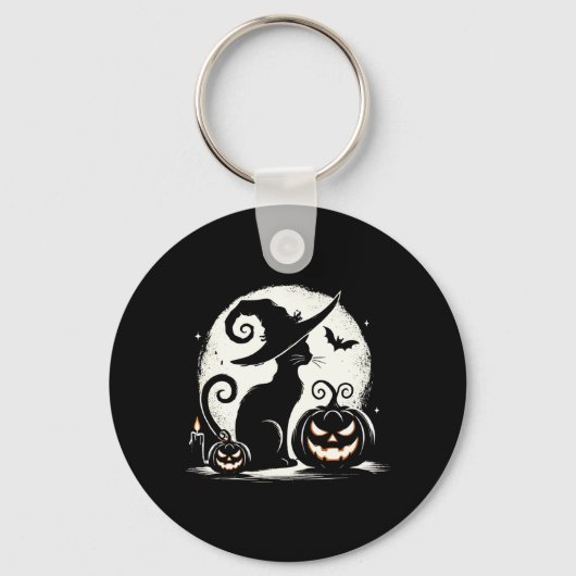 黒猫ハロウィン 猫好き パフォーマンス キーホルダー (正面)