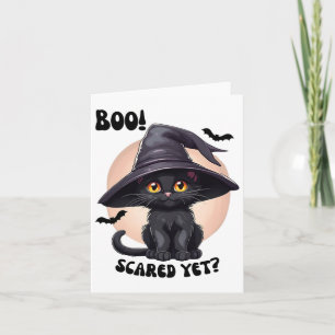 黒猫ハロウィーンかわいいヴィンテージ黒猫ブー カード