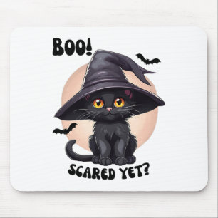 黒猫ハロウィーンかわいいヴィンテージ黒猫ブー マウスパッド