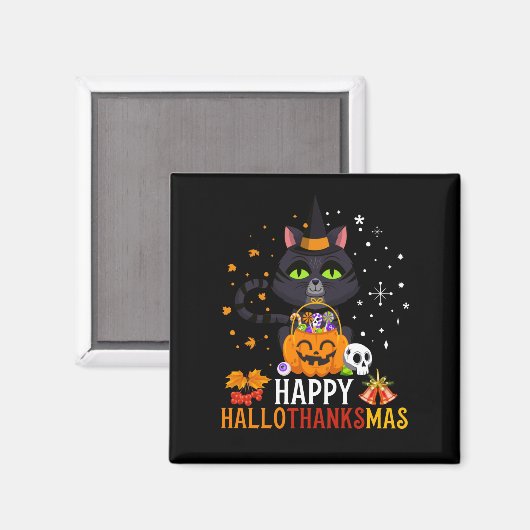 黒猫ハロウィーンとメリークリスマス マグネット (正面/裏面)