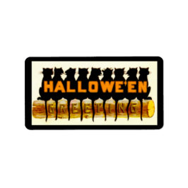 黒猫ハロウィーンの挨拶 ラベル