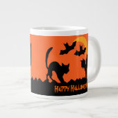 黒猫ハロウィーンの猫との戦い ジャンボコーヒーマグカップ (正面右)