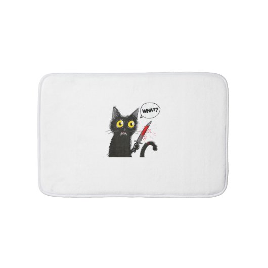 黒猫ハロウィーンの衣装おもしろい猫好き バスマット (正面)