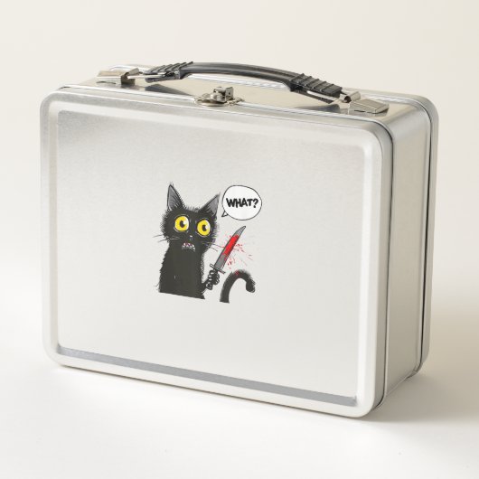 黒猫ハロウィーンの衣装おもしろい猫好き メタルランチボックス (正面)