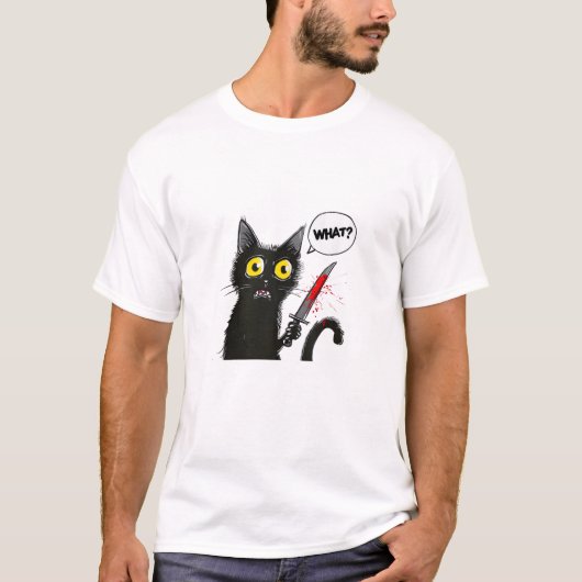 黒猫ハロウィーンの衣装おもしろい猫好き Tシャツ (正面)