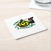 黒猫ハロウィーンアート スクエアペーパーコースター (アングル)