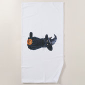 黒猫ハロウィーンカボチャ女性用コスチューム ビーチタオル (正面)