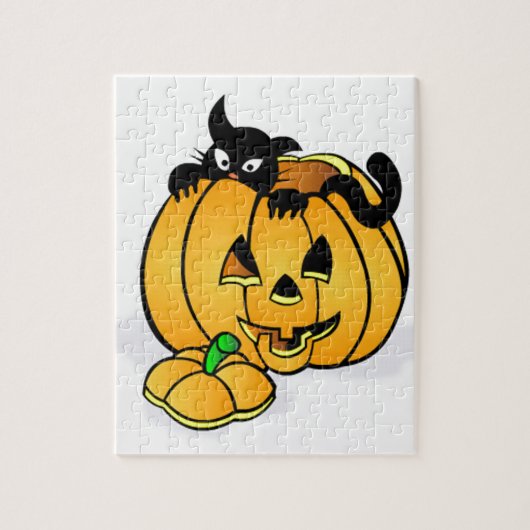 黒猫ハロウィーンカボチャ ジグソーパズル (縦)