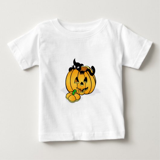 黒猫ハロウィーンカボチャ ベビーTシャツ (正面)