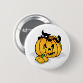 黒猫ハロウィーンカボチャ 缶バッジ (正面&裏面)