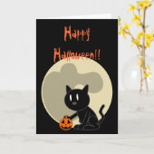 黒猫ハロウィーンカード カード (黄色い花)