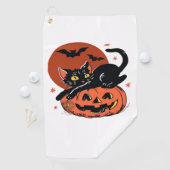 黒猫ハロウィーンクラシックTシャツ ゴルフタオル (インサイチュ)