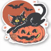 黒猫ハロウィーンクラシックTシャツ シール (正面)