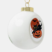 黒猫ハロウィーンクラシックTシャツ セラミックボールオーナメント (左)