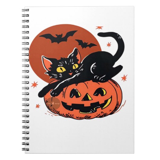 黒猫ハロウィーンクラシックTシャツ ノートブック (正面)