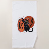 黒猫ハロウィーンクラシックTシャツ ビーチタオル (正面)