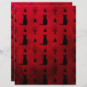 黒猫ハロウィーンスクラップブック紙 (正面/裏面)