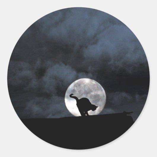 黒猫ハロウィーンステッカー ラウンドシール (正面)