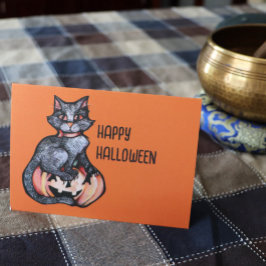 黒猫ハロウィーンハロウィーンのカボチャのちょうちん カード
