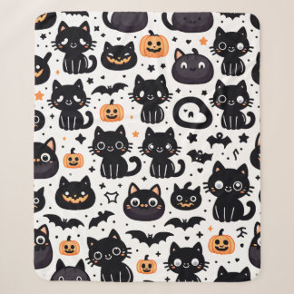 黒猫ハロウィーンパターンシェルパ毛布 シェルパブランケット