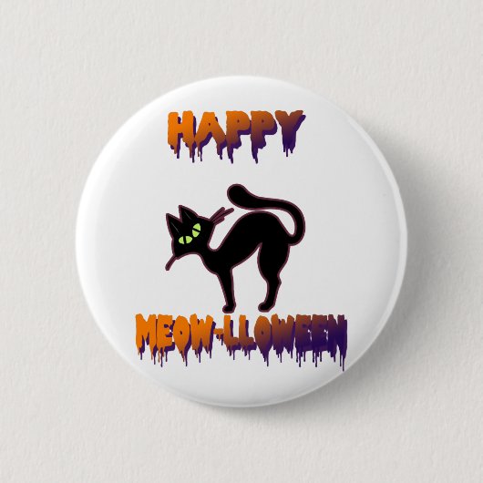 黒猫ハロウィーンパンプキンハロウィーン 缶バッジ (正面)