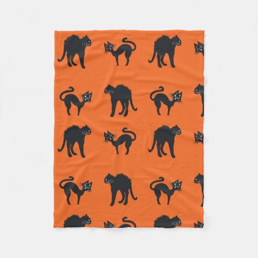 黒猫ハロウィーンブランケット フリースブランケット (正面)