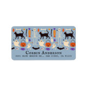 黒猫ハロウィーンモチーフ青のアドレス ラベル (正面)