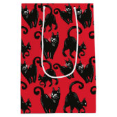 黒猫ハロウィーンレッドラッピング紙 ミディアムペーパーバッグ (裏面)