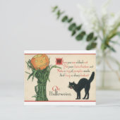 黒猫ハロウィーンヴィンテージ詩 ポストカード (スタンド正面)