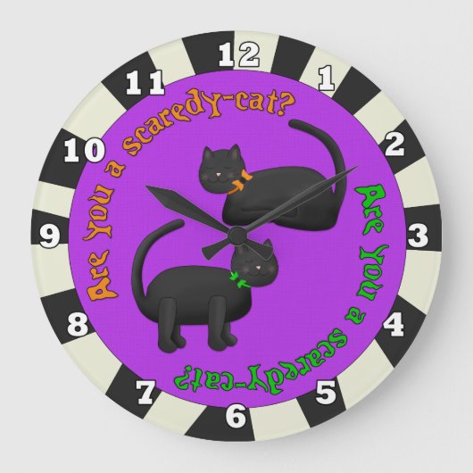 黒猫ハロウィーン時計 ラージ壁時計 (正面)