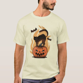 黒猫ハロウィーン猫好き星空ナイトキャット Tシャツ